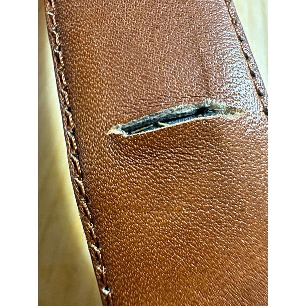 Loveless Genuine Alligator Leather Belt Strap Cognac Sz 32 Exotic Skin No Buckle
